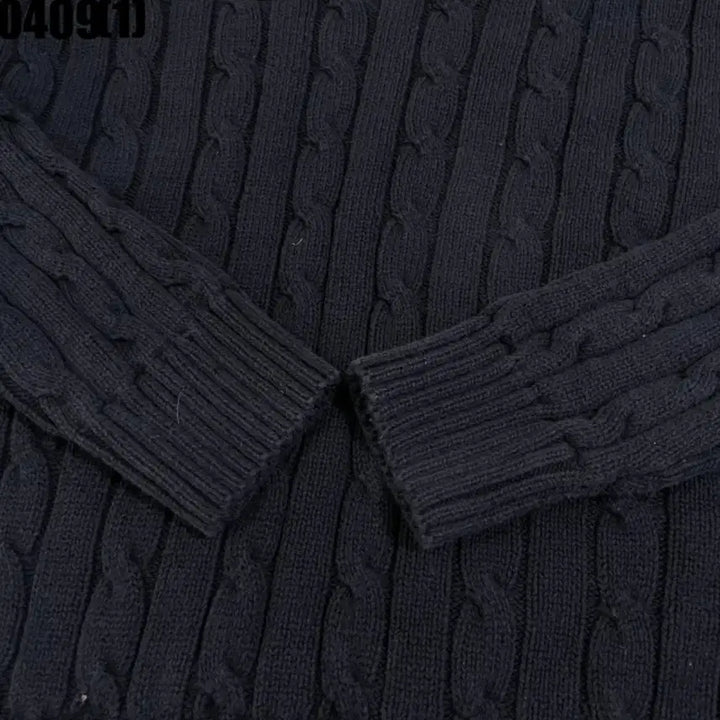 [BUNJANG] Polo Ralph Lauren Cable Knit V-Neck Sweater Navy L / 폴로 랄프로렌 케이블 꽈배기 니트 V넥 네이비 L 신형