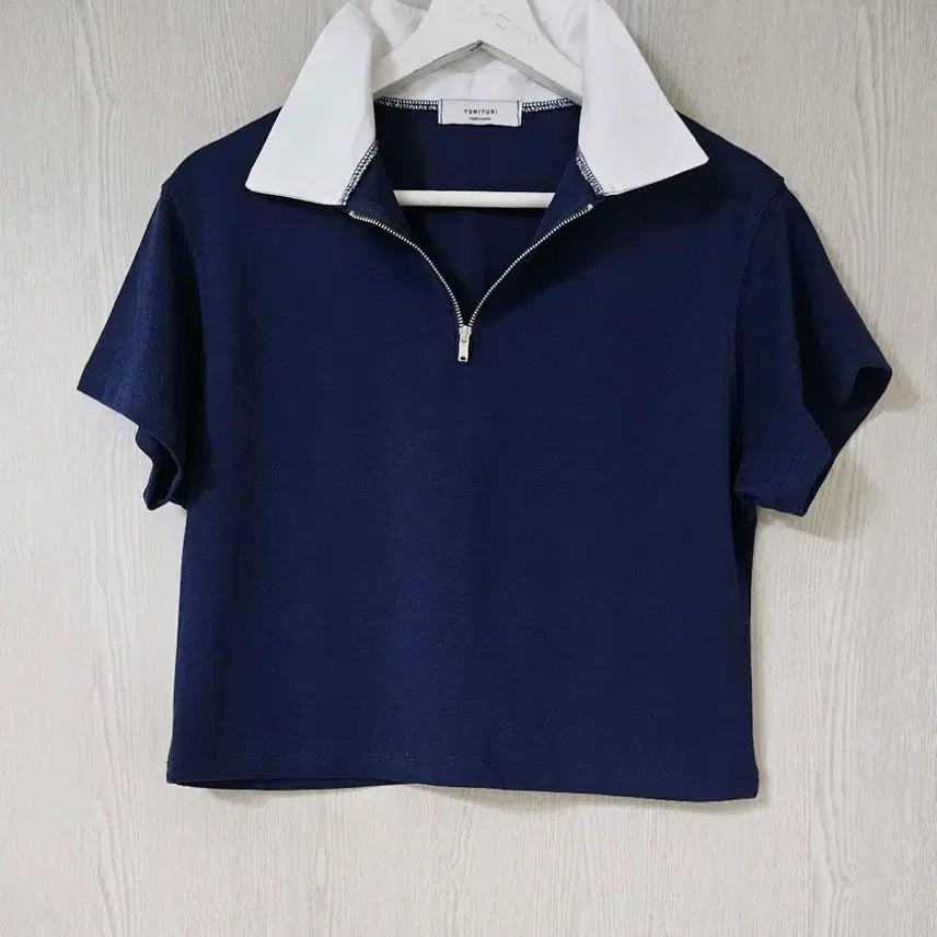 [BUNJANG] Unbranded Cropped Half-Zip Polo Shirt / 반집업 피케이 티 새상품 크롭