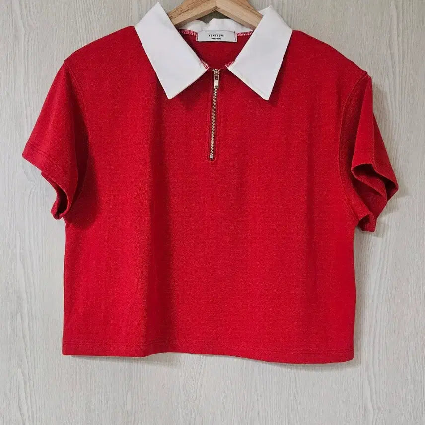 [BUNJANG] Unbranded Cropped Half-Zip Polo Shirt / 반집업 피케이 티 새상품 크롭