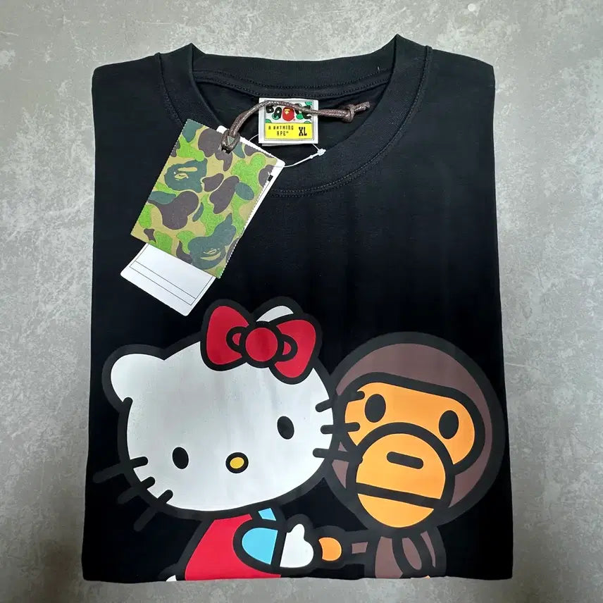 [BUNJANG] Bape Baby Milo x Hello Kitty T-shirt Black XL / 베이프 베이비 마일로 x 헬로 키티 티셔츠 블랙 XL