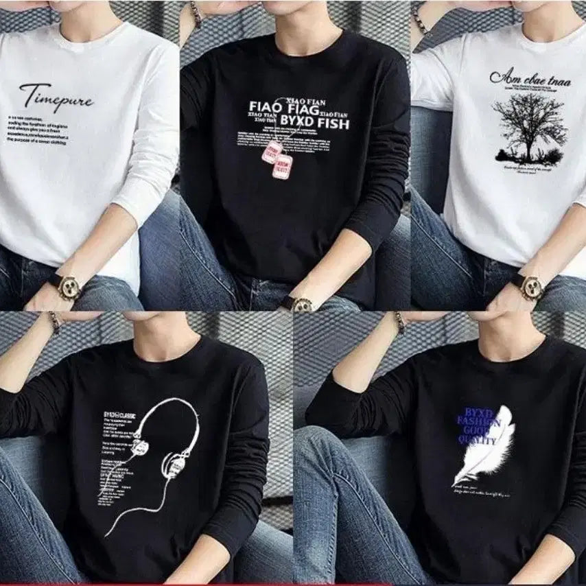 [SOLD OUT] 프린팅 남성 긴팔 티셔츠 화이트/블랙