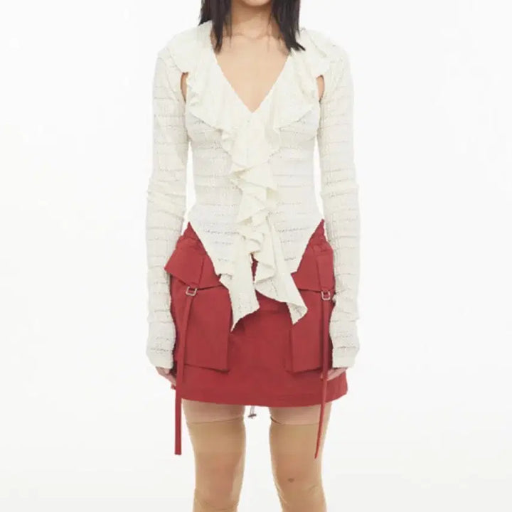 [BUNJANG] FKYO Cutout Frill Jersey Lace Top / (F)KYO 컷아웃 프릴 져지 레이스 티