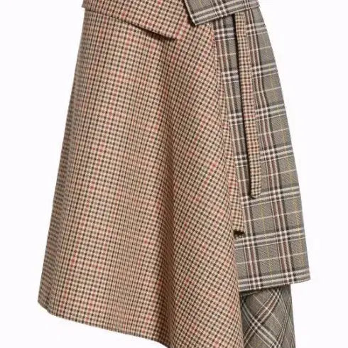 [BUNJANG] MONSE Mix Check Wool Blanket Wrap Skirt / 몬스 MONSE 믹스 체크 울 블랭킷 랩 스커트 0