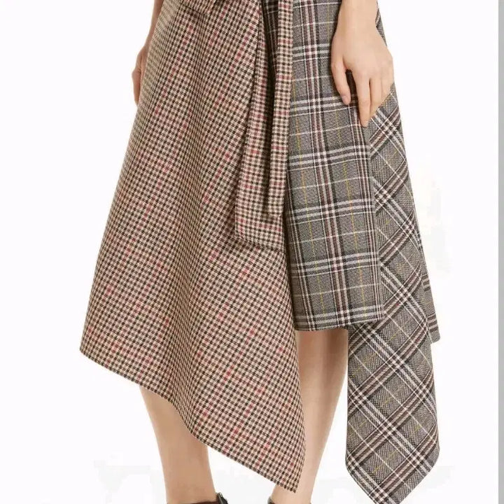 [BUNJANG] MONSE Mix Check Wool Blanket Wrap Skirt / 몬스 MONSE 믹스 체크 울 블랭킷 랩 스커트 0