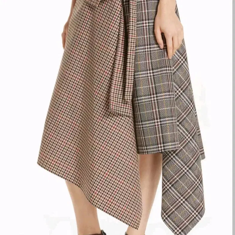 [BUNJANG] MONSE Mix Check Wool Blanket Wrap Skirt / 몬스 MONSE 믹스 체크 울 블랭킷 랩 스커트 0