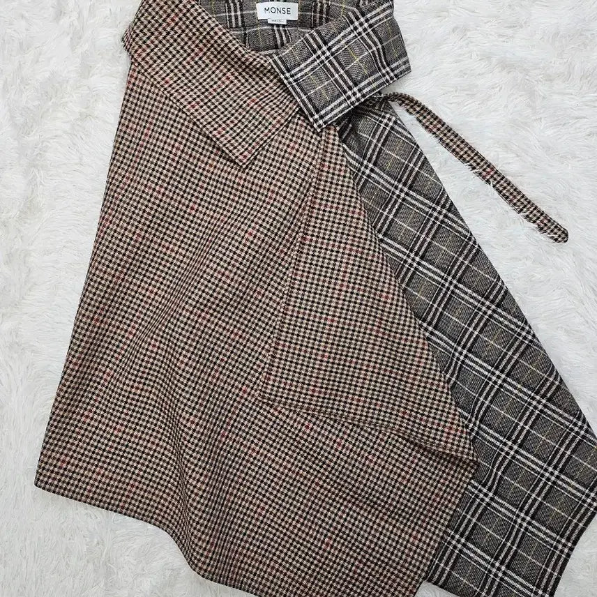 [BUNJANG] MONSE Mix Check Wool Blanket Wrap Skirt / 몬스 MONSE 믹스 체크 울 블랭킷 랩 스커트 0