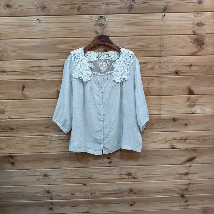 [SOLD OUT] 레이스 카라 린넨 블라우스