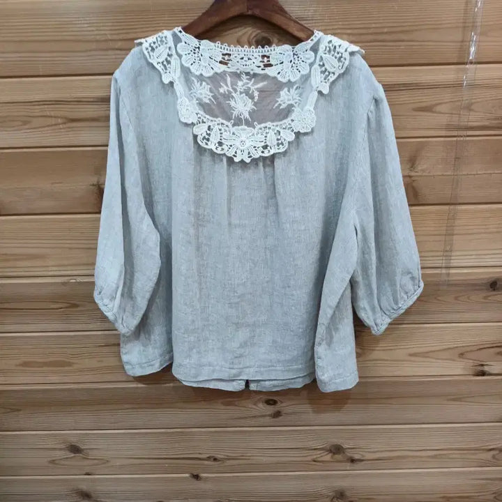 [SOLD OUT] 레이스 카라 린넨 블라우스