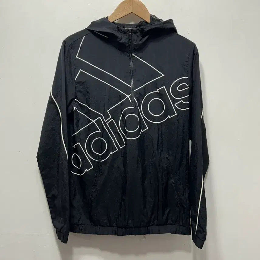 [BUNJANG] Adidas Hooded Windbreaker Black M Anorak / 아디다스 후드 바람막이 블랙 M 아노락