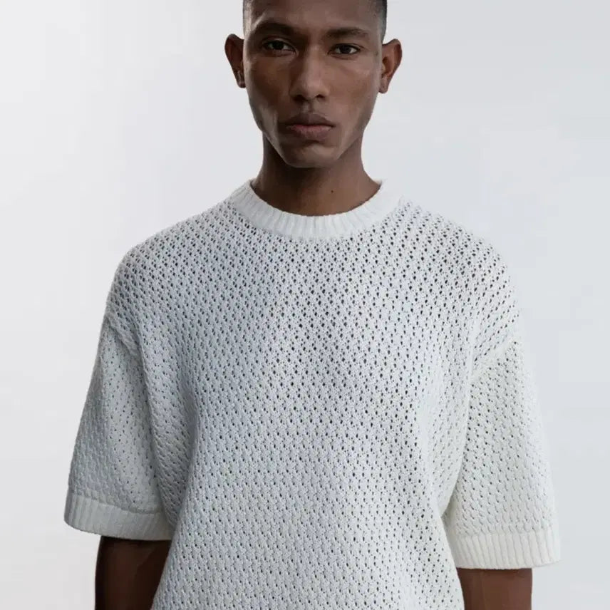 [BUNJANG] In Silence Short Sleeve Knit Off-White L / 인사일런스 반팔 니트 오프화이트 L