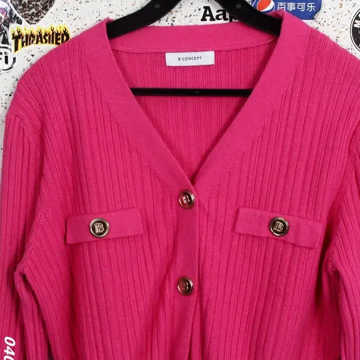 [BUNJANG] Eight Concepts Pink Ribbed Cardigan PK A-112 / 여성77 / 에잇컨셉 핑크 골지가디건PK A-112