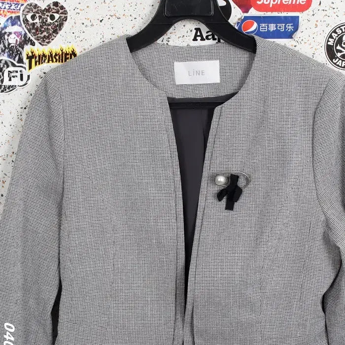 [BUNJANG] Hound Check Blazer Jacket GR A-114 / 여성55 / 라인 브로치 하운드체크 정장자켓GR A-114