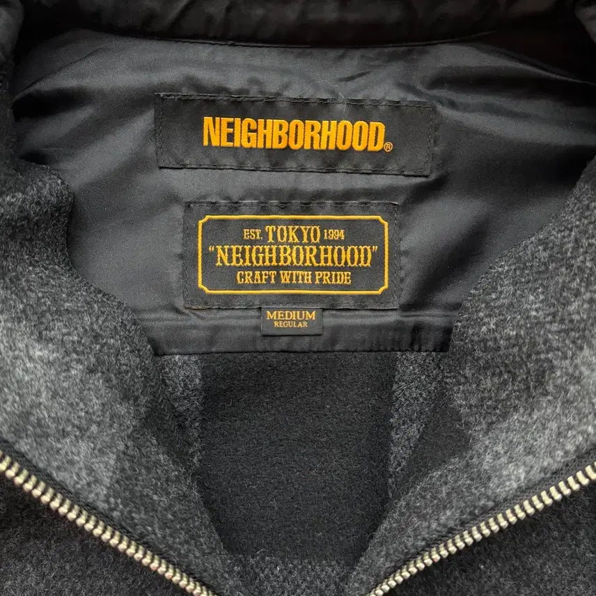 [BUNJANG] Neighborhood Wool Check Half-Zip Shirt Jacket Black Grey M / 네이버후드 울 체크 하프집 셔츠 자켓 블랙그레이 M