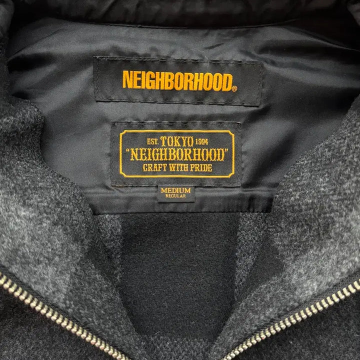 [BUNJANG] Neighborhood Wool Check Half-Zip Shirt Jacket Black Grey M / 네이버후드 울 체크 하프집 셔츠 자켓 블랙그레이 M