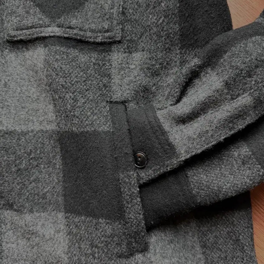 [BUNJANG] Neighborhood Wool Check Half-Zip Shirt Jacket Black Grey M / 네이버후드 울 체크 하프집 셔츠 자켓 블랙그레이 M