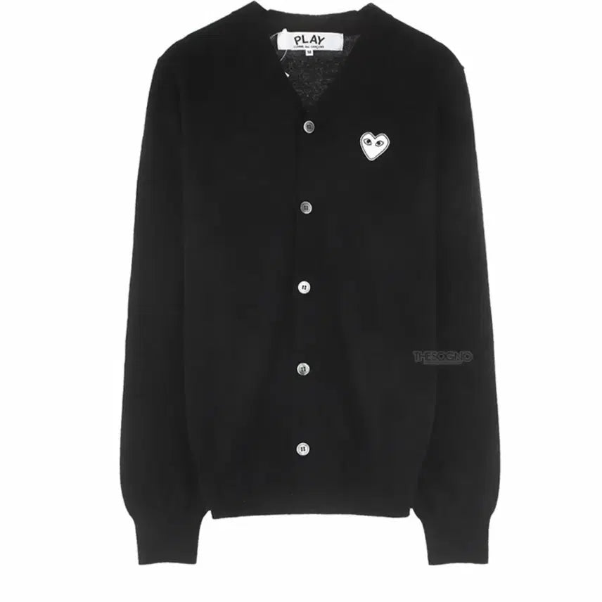 [SOLD OUT] 꼼데가르송 화이트 와펜 100% 울가디건 블랙 M