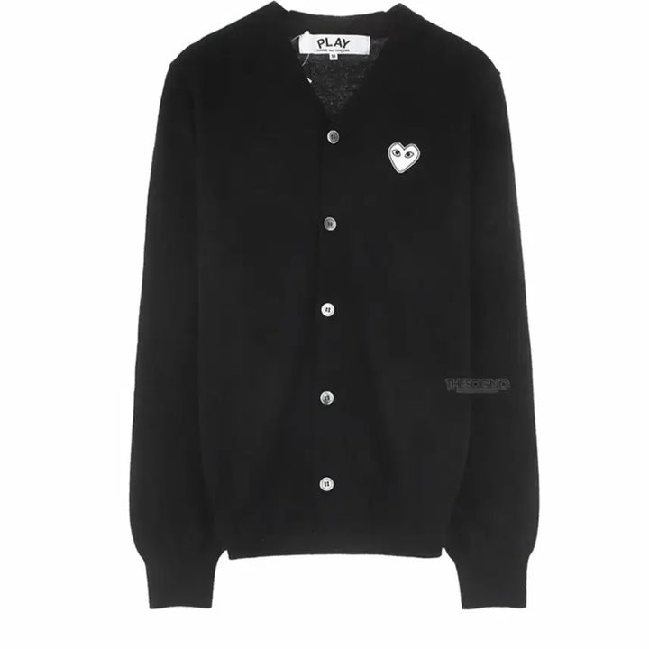 [SOLD OUT] 꼼데가르송 화이트 와펜 100% 울가디건 블랙 M