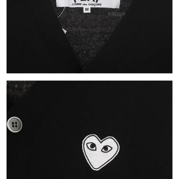 [SOLD OUT] 꼼데가르송 화이트 와펜 100% 울가디건 블랙 M