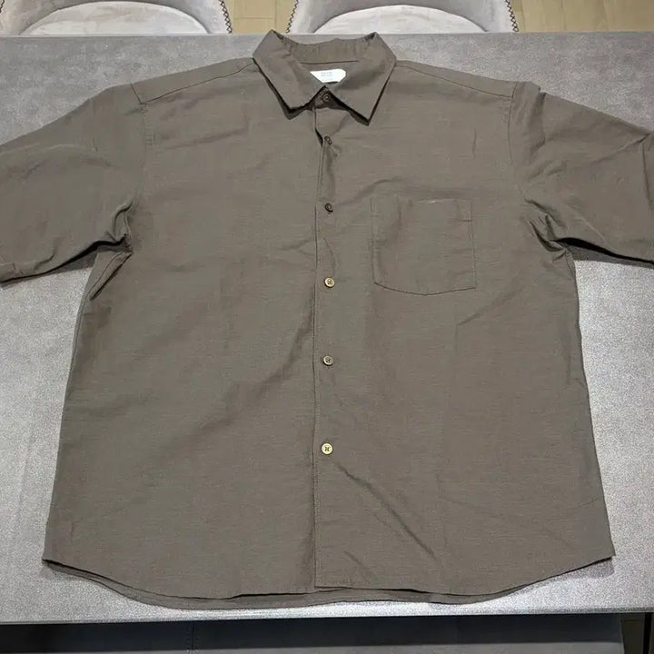 [BUNJANG] Uniqlo Cotton Linen Short Sleeve Shirt Brown L / 유니클로 코튼리넨반팔셔츠 브라운L