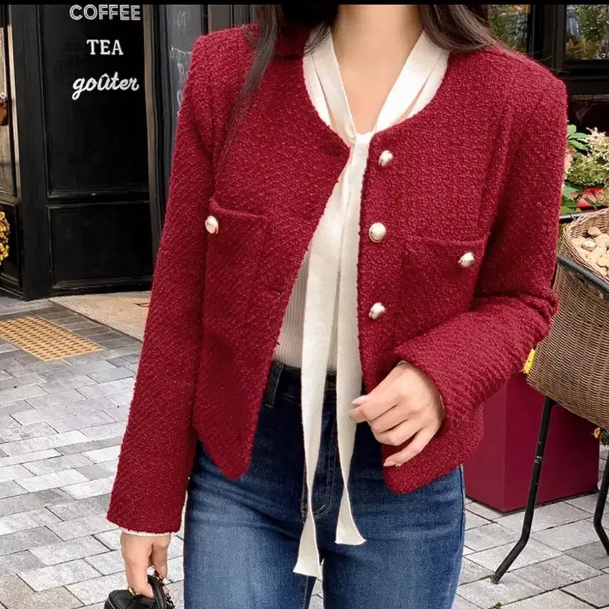 [BUNJANG] Attrangs Tweed Jacket Red / 아뜨랑스 트위드 자켓 레드 (새상품)에이블리