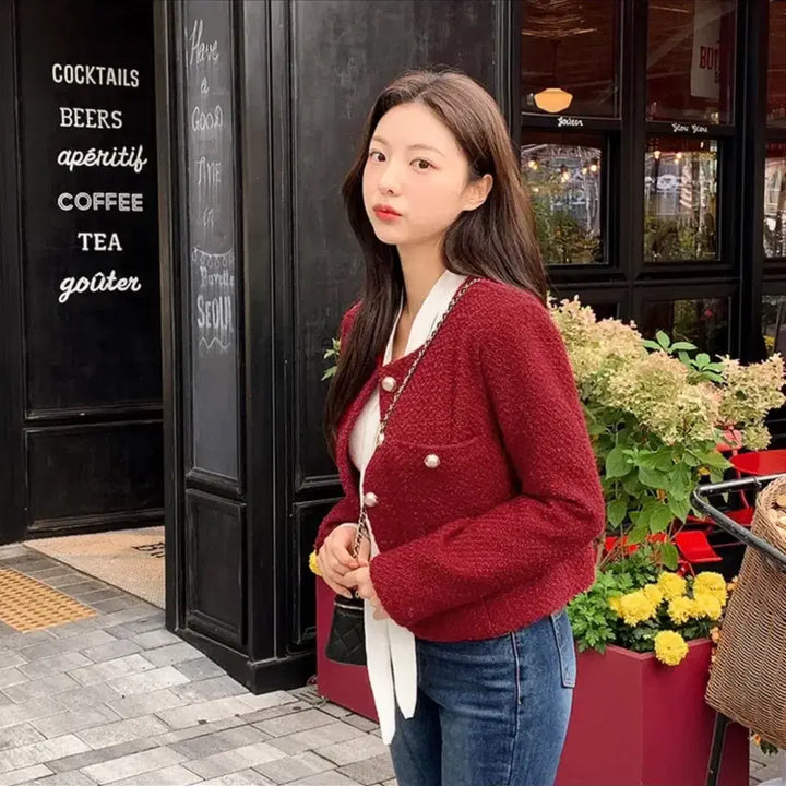 [BUNJANG] Attrangs Tweed Jacket Red / 아뜨랑스 트위드 자켓 레드 (새상품)에이블리