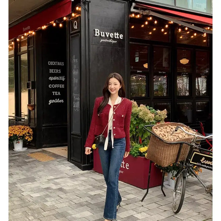 [BUNJANG] Attrangs Tweed Jacket Red / 아뜨랑스 트위드 자켓 레드 (새상품)에이블리