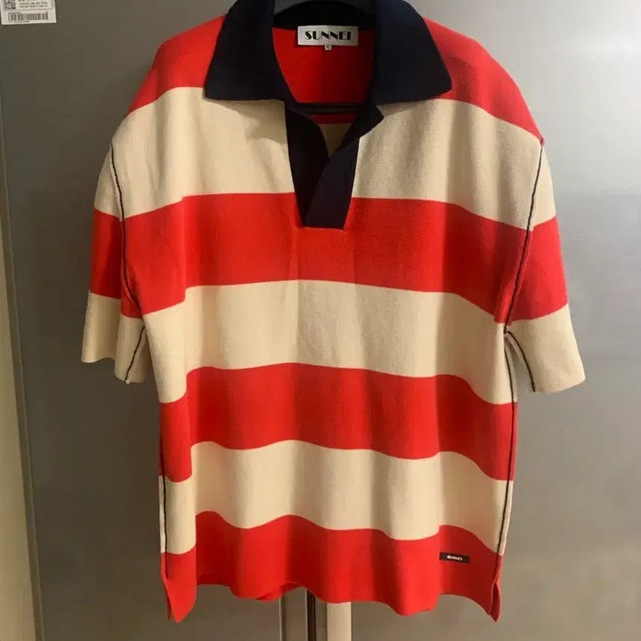 [BUNJANG] SUNNEI Striped Knit Polo Shirt / SUNNEI 써메이 스트라이프 니트 폴로 티셔츠