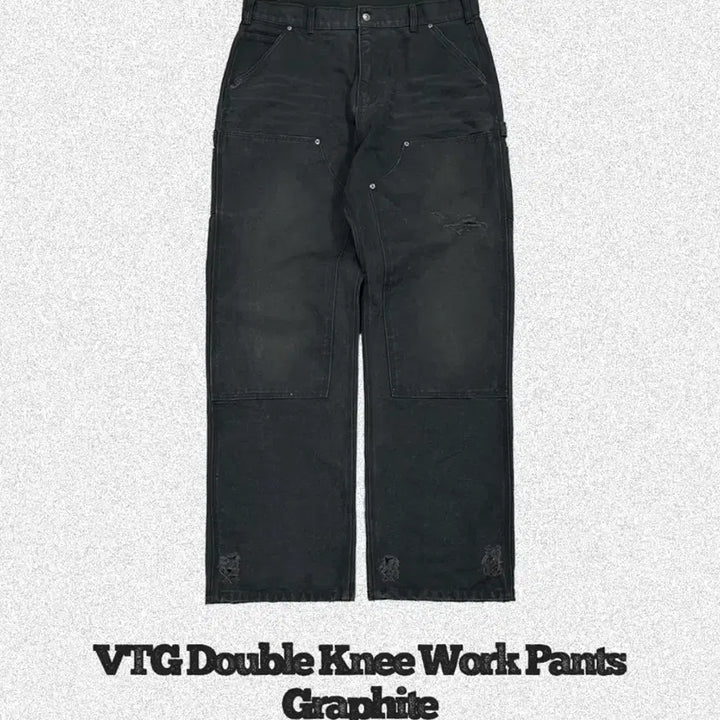[BUNJANG] QAP Vintage Double Knee Work Pants Graphite / qap 빈티지 더블니 워크 팬츠 그라파이트
