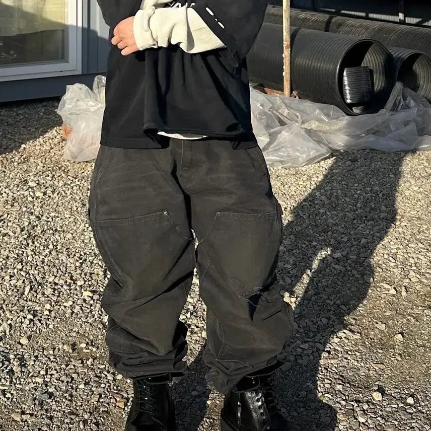 [BUNJANG] QAP Vintage Double Knee Work Pants Graphite / qap 빈티지 더블니 워크 팬츠 그라파이트