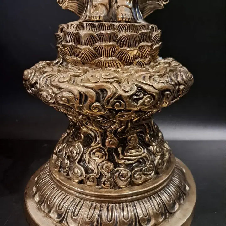 [BUNJANG] Brass Standing Buddha Statue with Aureole / 황동 석가모니 광배 입불상