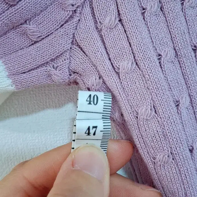 [BUNJANG] Miello Pink Colorblock Short-Sleeve Knit Cardigan / 여55.66.miello 핑크 배색 반팔 니트 가디건