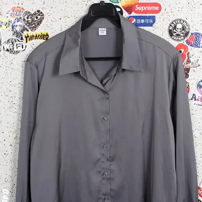 [BUNJANG] Morgan Simple Satin Shirt / 여성77 / 모르간 심플 새틴 셔츠GR A-120