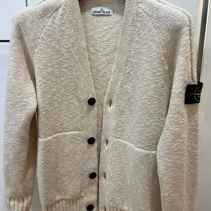 [BUNJANG] Stone Island Ivory Zip-up Cardigan / 스톤아일랜드 아이보리 집업가디건 100-105