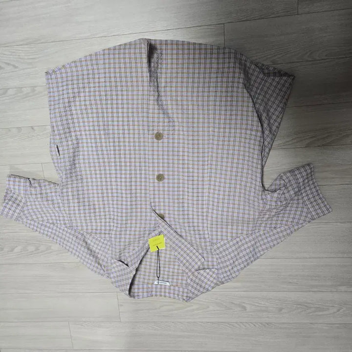 [SOLD OUT] 새상품) 쉬즈미스 오버핏 체크무늬 반팔 블라우스 자켓