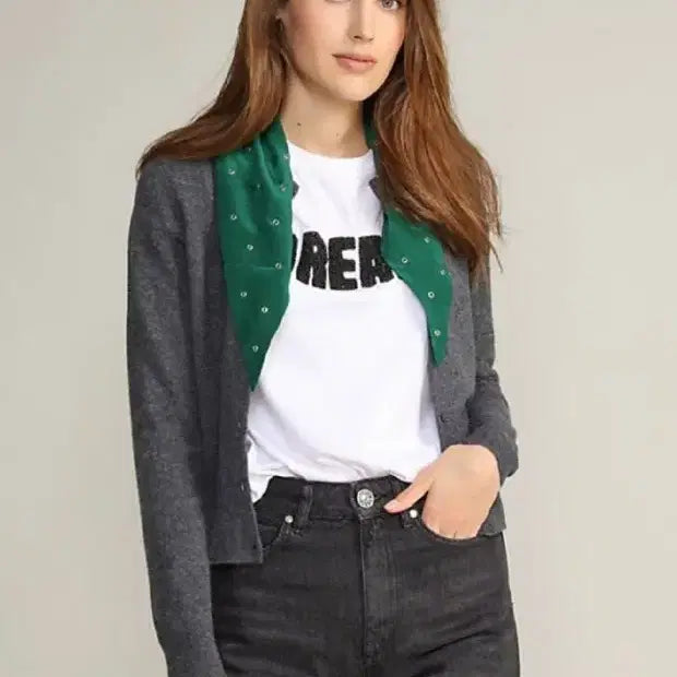 [SOLD OUT] 스카프 가디건/초록실크 스카프 가디건