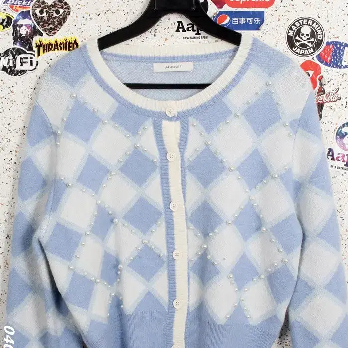 [BUNJANG] JIGOTT Argyle Short Cardigan / 여성F / 지고트 숏 아가일 가디건BL A-123