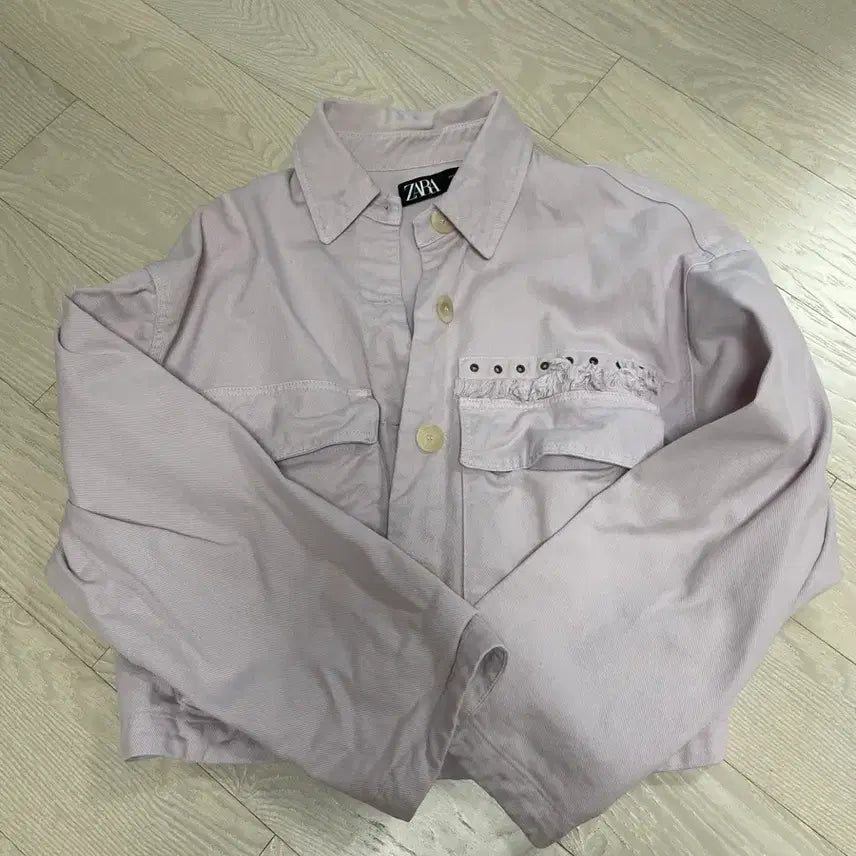 [BUNJANG] Zara Lilac Crop Denim Jacket / Zara 자라 라일락 크롭 데님 자켓