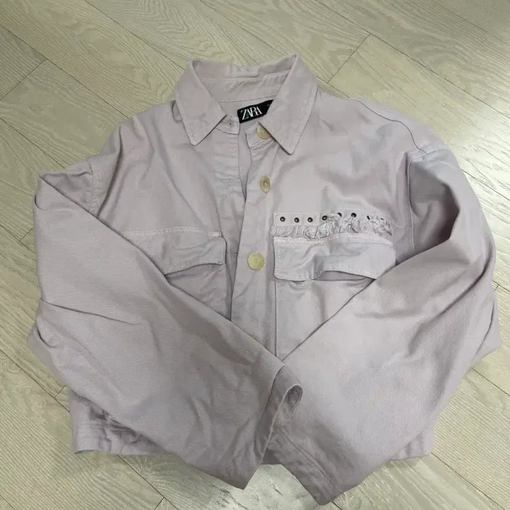 [BUNJANG] Zara Lilac Crop Denim Jacket / Zara 자라 라일락 크롭 데님 자켓