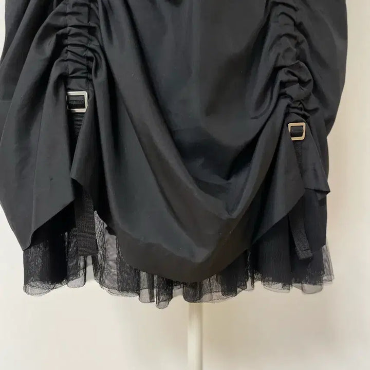 [BUNJANG] Black Shirred Tulle Midi Skirt / 블랙 셔링 튜튜 스커트