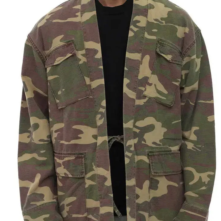 [BUNJANG] United Arrows &amp; Sons Camo Haori Shirt Jacket M / 유나이티드 애로우즈 앤 손즈 카모 토미셔츠 하오리 자켓 M