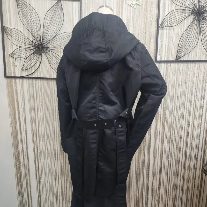 [BUNJANG] Burberry Hooded Belted Coat / BURBERRY 버버리/미착용/66사이즈/블랙 후드 벨트  코트