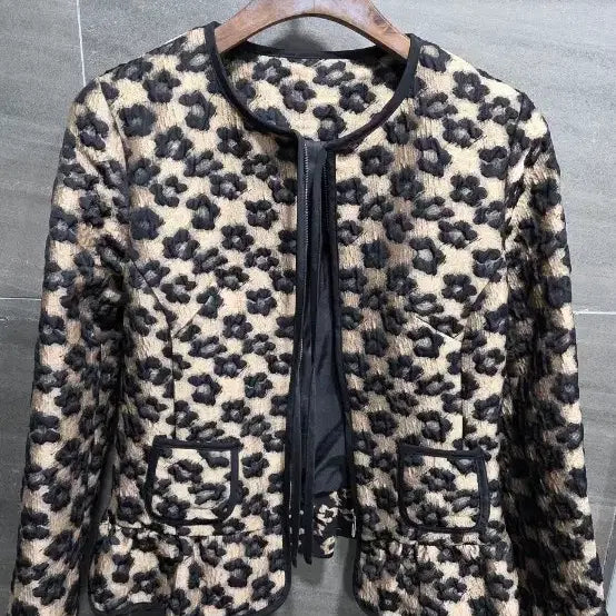 [BUNJANG] Floral Leopard Jacquard Jacket / 플로럴 레오파드  골드,  블랙  자가드 자켓, 거의 새상품