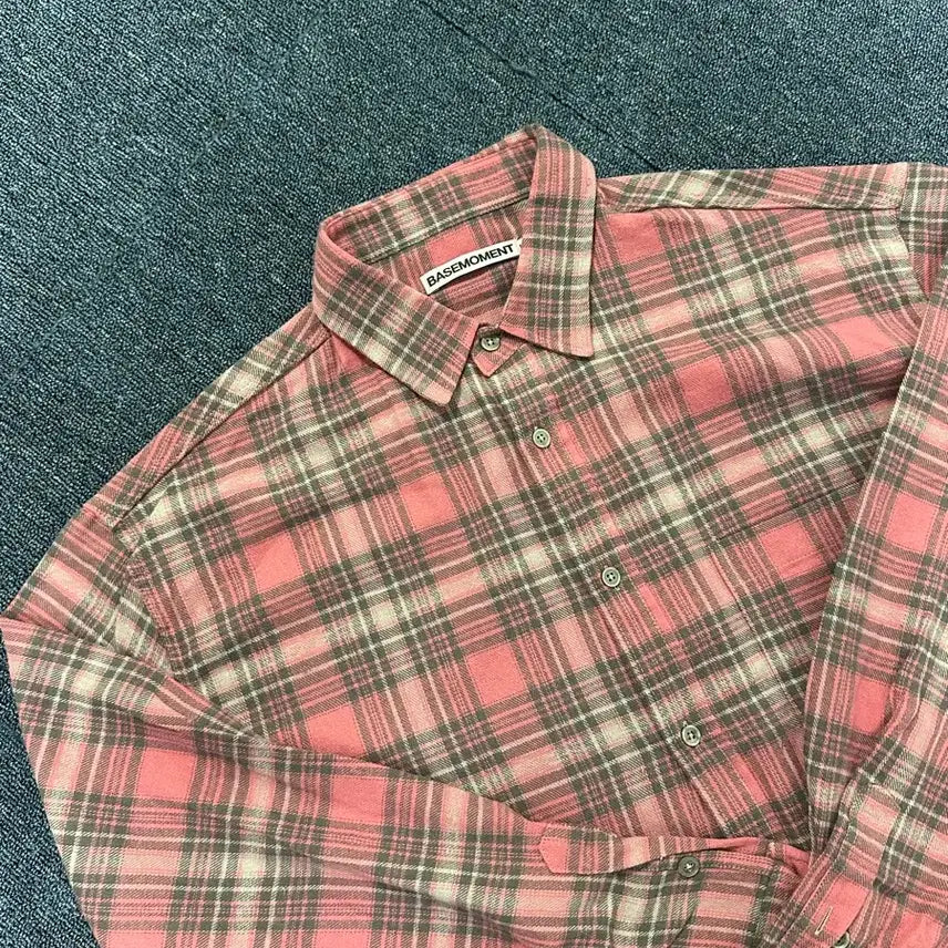 [BUNJANG] Base Moment Pink Flannel Shirt / 베이스모먼트 핑크 플란넬 셔츠