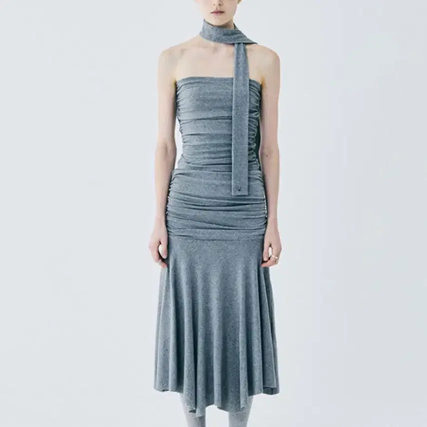 [BUNJANG] For Her Shirring Unbalanced Skirts (Melange) / 포허 SHIRRING UNBAL SKIRTS (MELANGE)