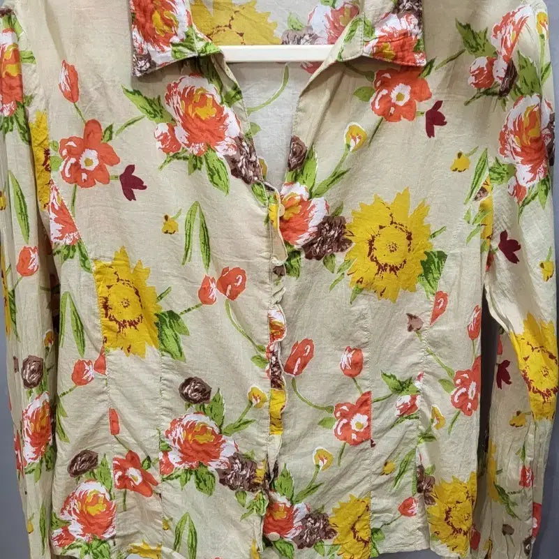 [BUNJANG] Stefanel Floral Pattern Long Sleeve Shirt / 스테파넬 플라워 패턴 긴팔 셔츠