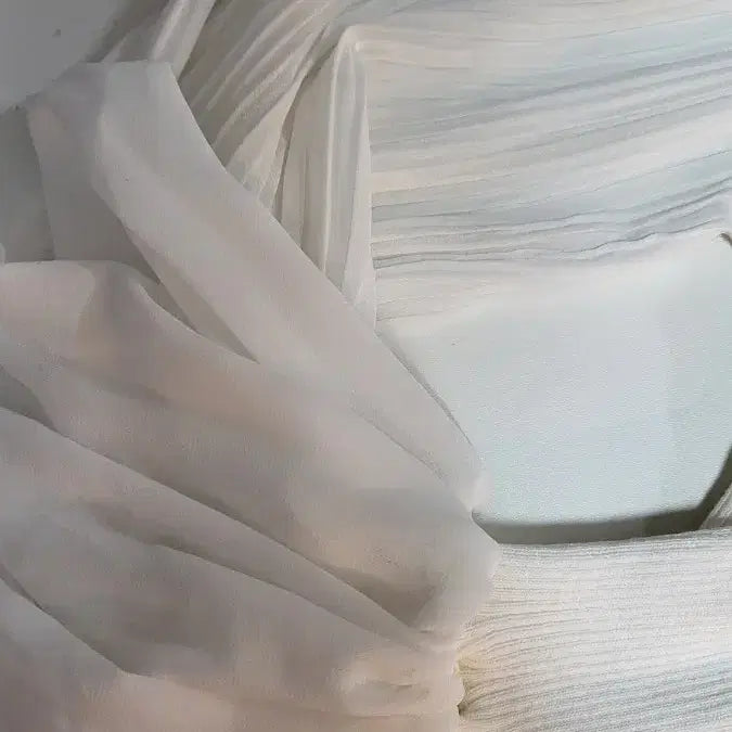 [BUNJANG] White See-through Sleeve Cardigan Knit / 화이트 시스루 소매 가디건 니트