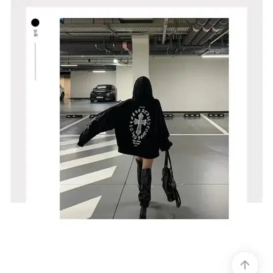 [BUNJANG] Cross Printing Oversized Hoodie / 에이블리 십자가 프린팅 블랙 후드티