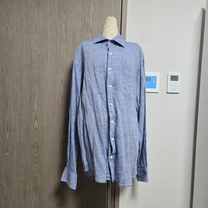 [BUNJANG] Peter Millar 100% Linen Blue Long Sleeve Shirt L / 피터밀러 린넨100%  블루 긴팔 셔츠 L