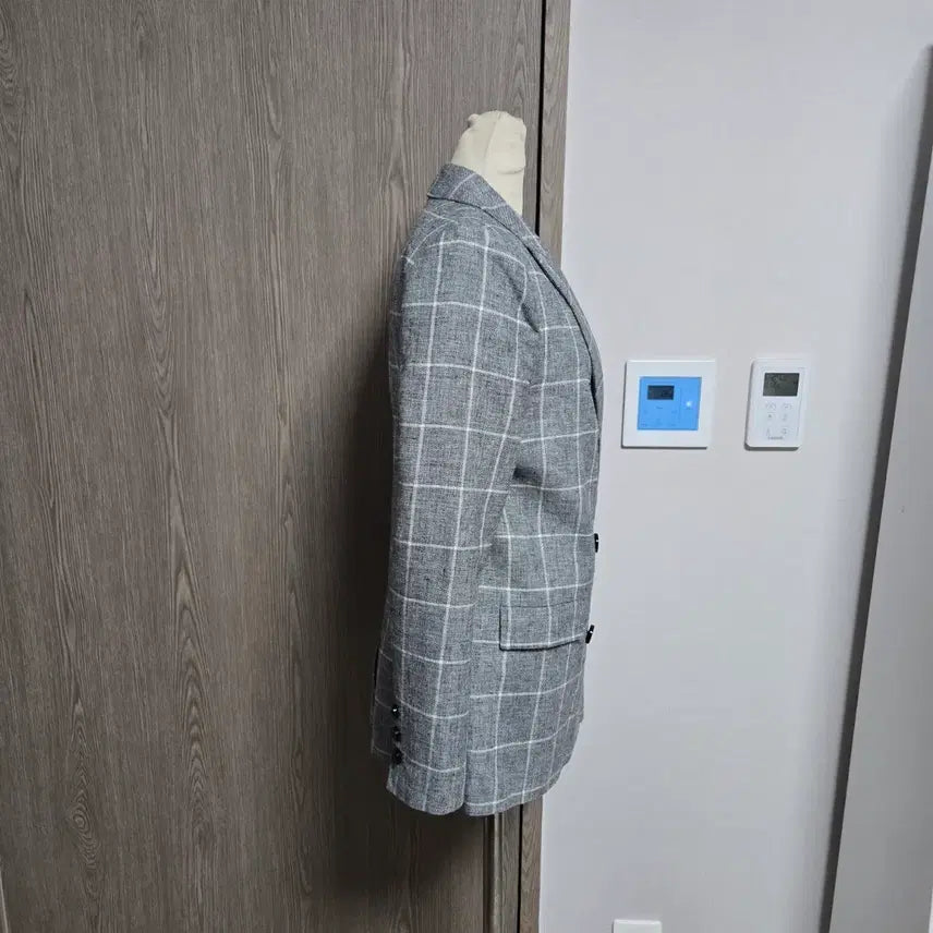 [BUNJANG] Claudie Pierlot Checked Double-Breasted Jacket / 상태굿  끌로디 피에롯 마소재 체크 더블 자켓 회색