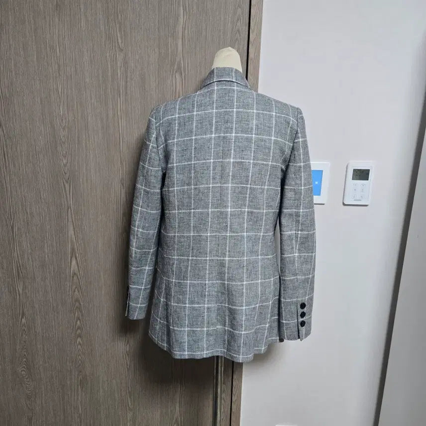 [BUNJANG] Claudie Pierlot Checked Double-Breasted Jacket / 상태굿  끌로디 피에롯 마소재 체크 더블 자켓 회색
